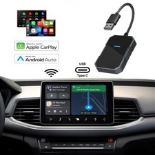 Wireless CarPlay Android Auto Adapter 2-in-1 Plug Play USB A, USB C