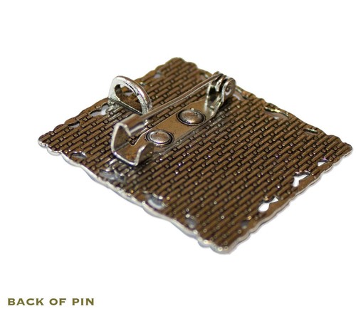 Jesus off the cross with Mary Religious Handmade Square Glass BROOCH pin Jewelry - Picture 5 of 5