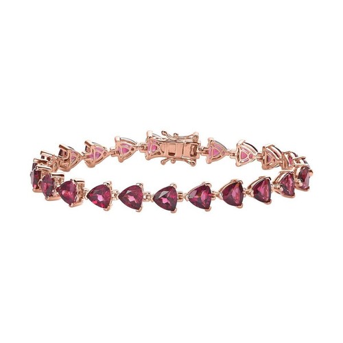 13Ct Trillion Cut Natural Rhodolite Garnet Women tennis Bracelet Sterling silver - 第 5/5 張圖片