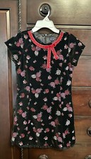 The Childrens Place Black Velvet Dress Embroidered Roses Christmas Size 12