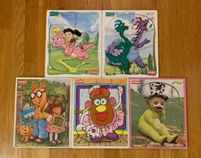 Lot 5 Vtg Playskool Wood Puzzles Arthur Dragon Tales Mrs Potato Head Teletubbies