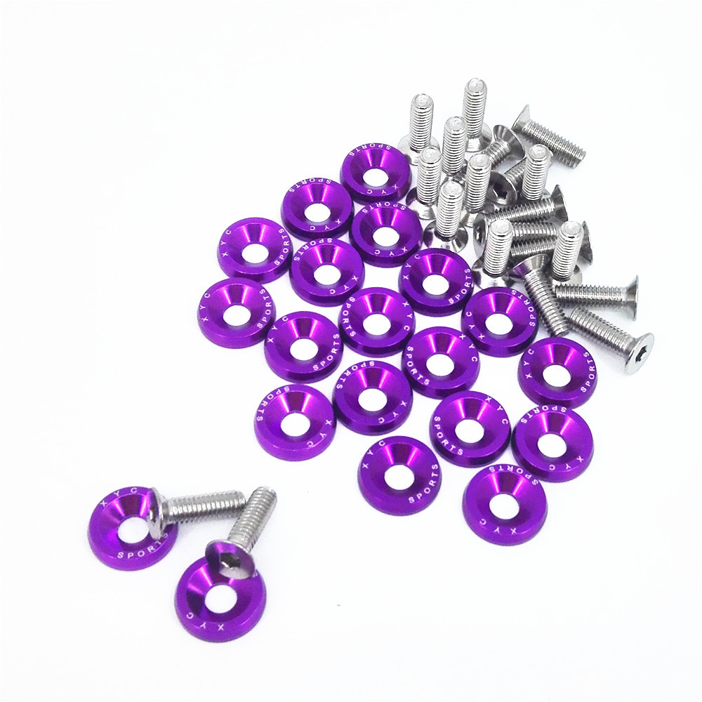 20 PC RED XYC BILLET ALUMINUM FENDER/BUMPER WASHER/BOLT ENGINE BAY