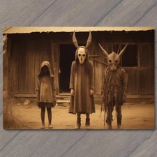 Art Print Weird Creepy Vibe Wild Masks Dress Cult Strange Unusual House