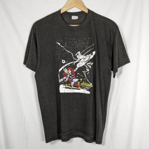 Vintage Silver Surfer vs Thor Marvel Comics Single Stitch T-Shirt Size Med/L - Afbeelding 1 van 5