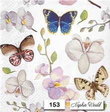  153 TWO Paper LUNCHEON Decoupage Art Craft Napkins - BUTTERFLIES BUTTERFLY