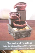 True Living Essentials Tabletop Fountain Calming Whisper of Flowing Water NIB!