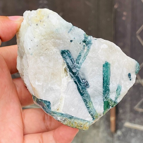 417g Rare Natural Blue Tourmaline Gemstone Quartz Crystal Mineral Healing - Picture 7 of 14