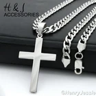 18-40"Stainless Steel 6mm Silver Cuban Curb Chain Simple Plain Cross Pendant*P64