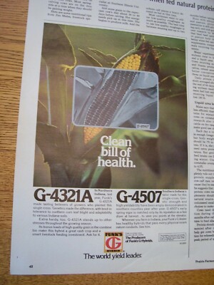 VINTAGE SEED CORN  ADVERTISING-10'' x 14'' FUNKS G  SEED CORN -1978
