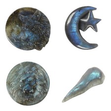Natural Carved Labradorite Animal Pendant Stone Amulet Bead Jewelry Making DIY