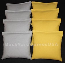 ALL WEATHER CORNHOLE BEAN BAGS Gray Gold Resin Filled WATERPROOF