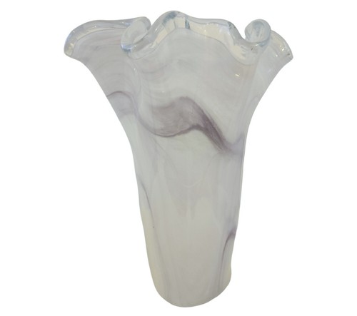 Large Tammaro Murano Style Glass Vase, Purple And White Marble Pattern.. - Picture 2 of 6