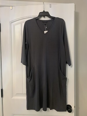 eileen fisher a line dress Eileen Fisher Sleeveless Silk A-Line Dress - Black