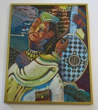 MYSTERY PAINTING PORTRAIT SURREALISM MUSICIAN MODERNISM  ABSTRACT EXPRESSIONISM