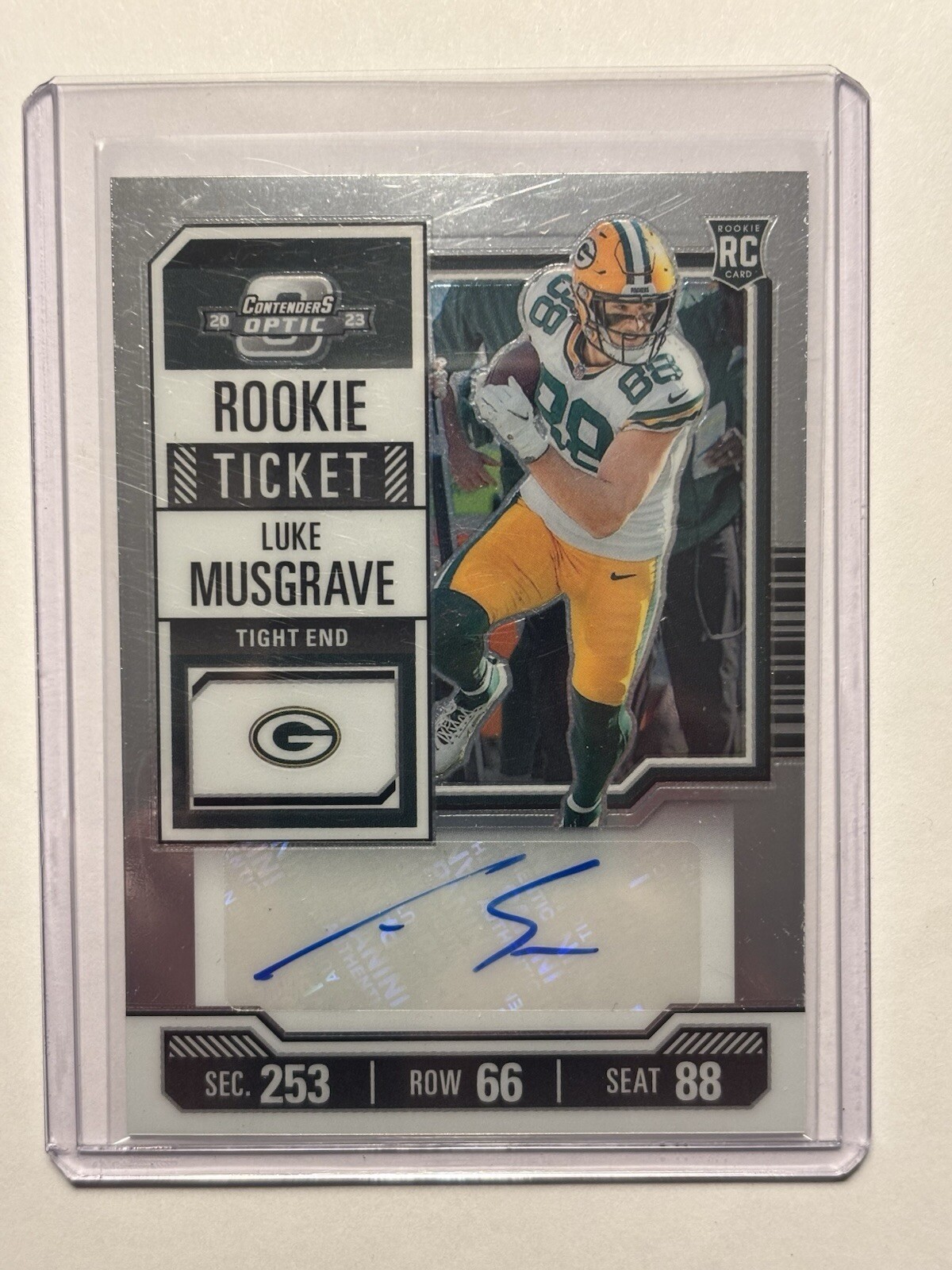 2023 Panini Contenders Optic Rookie Ticket Auto #183 Luke Musgrave Packers