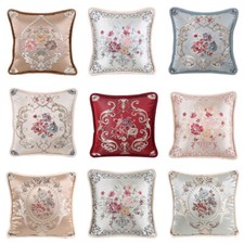 Flower Embroidery Cushion Cover Home Office Sofa Car Throw Pillow Case 19''