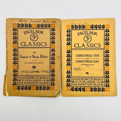 Excelsior Classics Washington Irvin LOT of 2 Sleepy Hollow Christmas Knowlton 5c