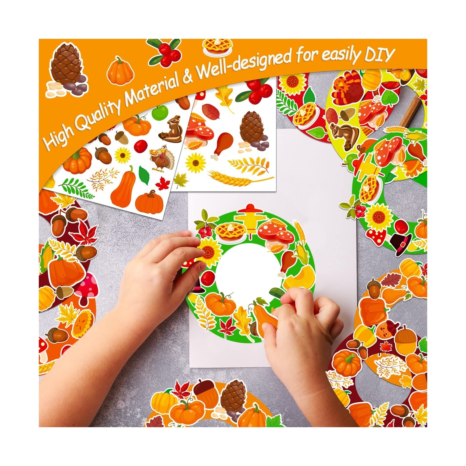 chiazllta 24 Sets Kids' Fall Craft Kit for Preschool,Thanksgiving DIY