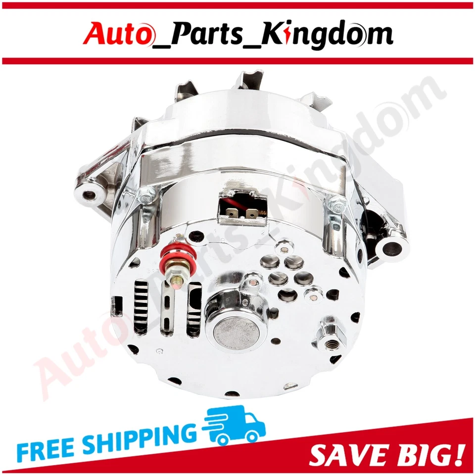 For Chrome BBC SBC Chevy GM 1 Wire Chevy 327-350-396-427-454 110Amp Alternator - Изображение 4 из 4