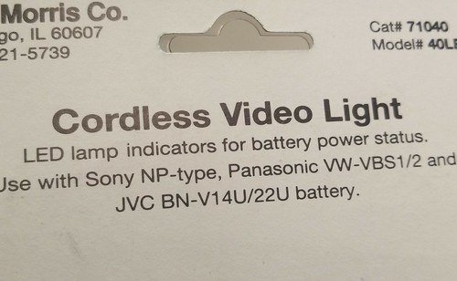 The Morris Co. Cordless Video Light 71040 Model 40LED Black - Picture 3 of 9