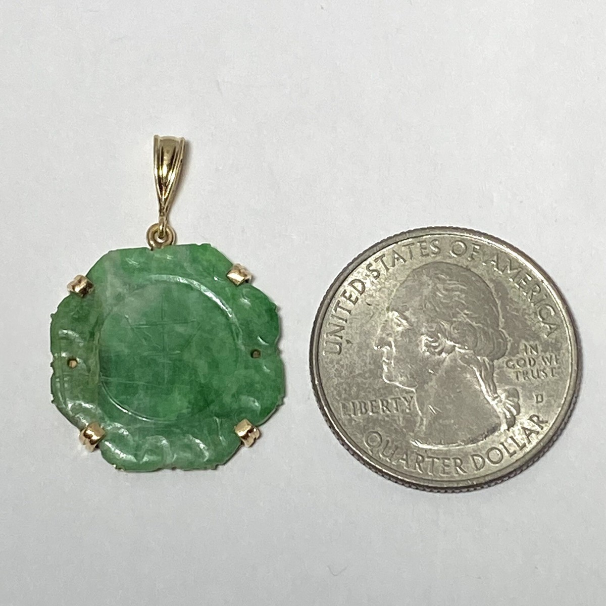 Ming's Honolulu 14K Yellow Gold Octagon Jade 20mm Pendant 3.4g | eBay