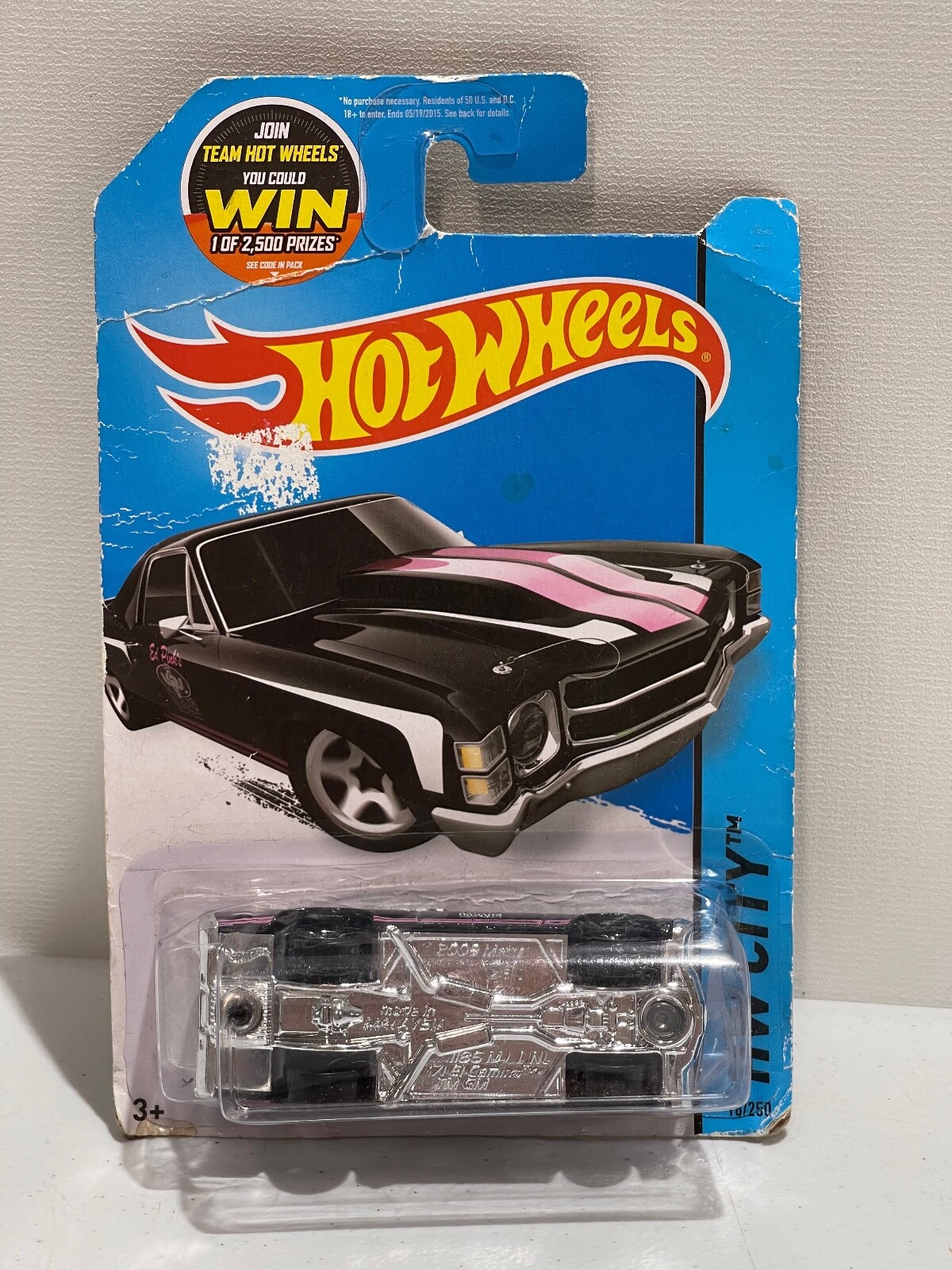 2013 HOT WHEELS HW CITY 71 EL CAMINO ED PINK'S GARAGE BLACK TURNED IN PACKAGE