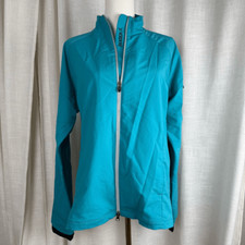Danskin Womens Performance Full Zip Jacket Size L Teal Lightweight Active Layers