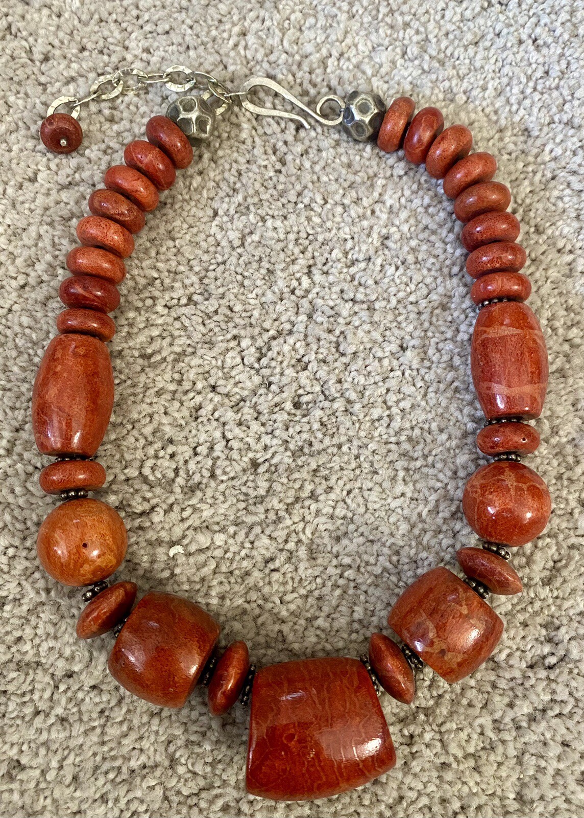 Sterling Silver Sponge Coral Statement Necklace A… - image 1