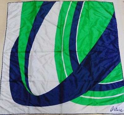 Écharpe Ou Foulard En Soie 100% Signé Antoine - Blanc, Vintage, Occasion - Pièce Artistique