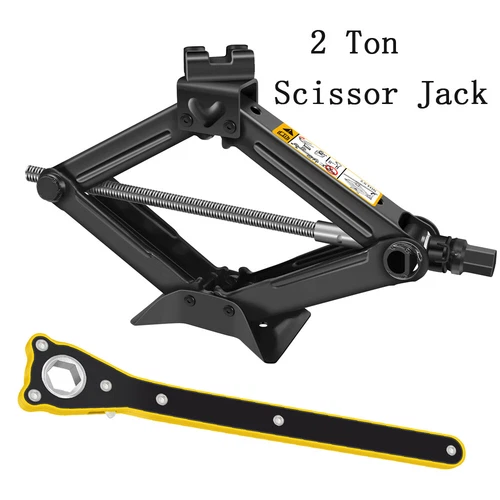 2 TON Scissor Jack Handle Crank Tool Car Van Garage W/Tire Wheel Lug Wrench Jack