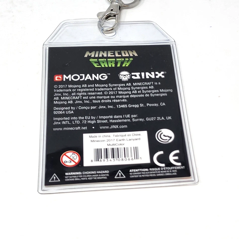 Mojang Jinx Minecon Earth Lanyard Minecraft Key Chain ID Badge Exclusive 2017 - Image 3 of 4