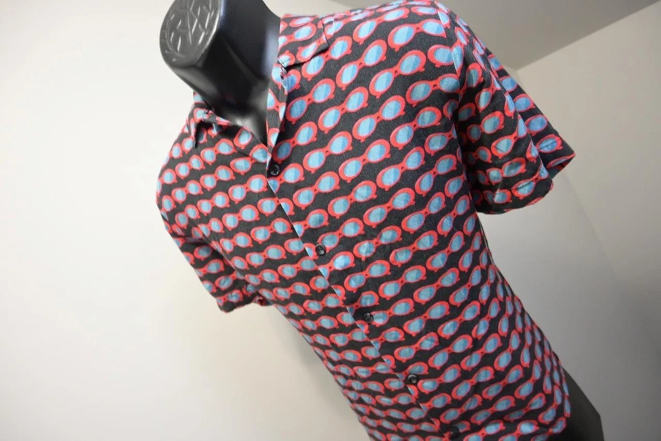 Camisa Hawaiana Topman Informal Abotonada Gafas de Sol Manga Corta Para Hombre Grande Corta Foto 2 de 4