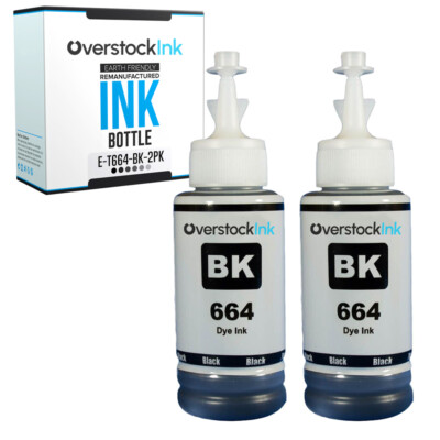 OSI Compatible Epson T664 Black Ink Bottle 2PK for Epson EcoTank L120 L200 L210