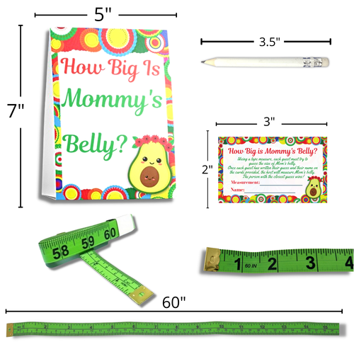 Fiesta Baby Shower Games For Girls or Boys Measure Mommy's Belly Game 50 Players - Picture 3 of 9