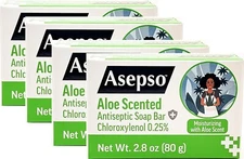 ASEPSO Antibacterial Soap Bar, Aloe, 4PKx 80g/2.8, USA FDA REGISTERED PRODUCT