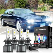 Fit 1998-2003 Jaguar XJR -6X LED Headlight Hi/Lo H7+H7+9145 Fog Light Bulb 6000K