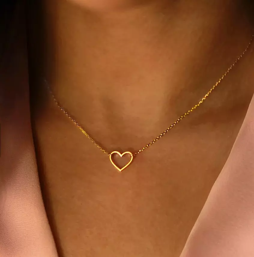 18k Gold Love Heart Pendant Necklace Women Wedding Engagement Party Jewelry  Gift