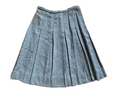 Vintage 60s Gray Preppy Pleated Wool Knee Length Skirt Academia Size XS S
