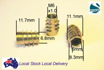 100 Inserts Filetés M8 X 19 Mm Pour Bois - Alliage Zinc, écrous à Frapper, Tête Allen, Marque Hesheng