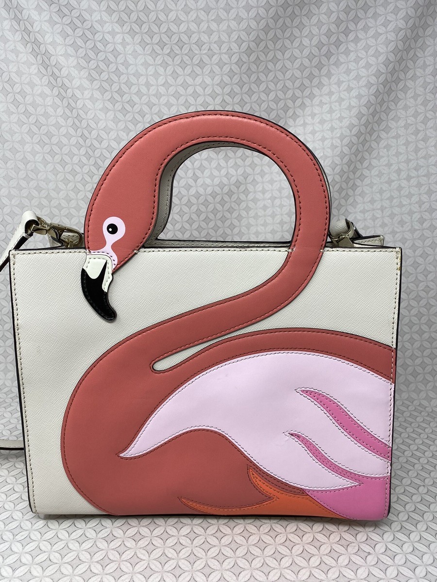 Kate Spade By The Pool Flamingo Sam Satchel Crossbody Used Summer