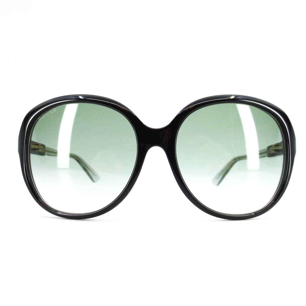 Gucci GG0489SA 001 Sunglasses Round black clear frame green lens