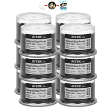 600 Ritek Pro DVD-R 16X 4.7GB Water Resistant Glossy White Inkjet Printable Disc