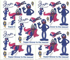 Sesame Street Super GROVER Scrapbook Stickers 5 Sheets!