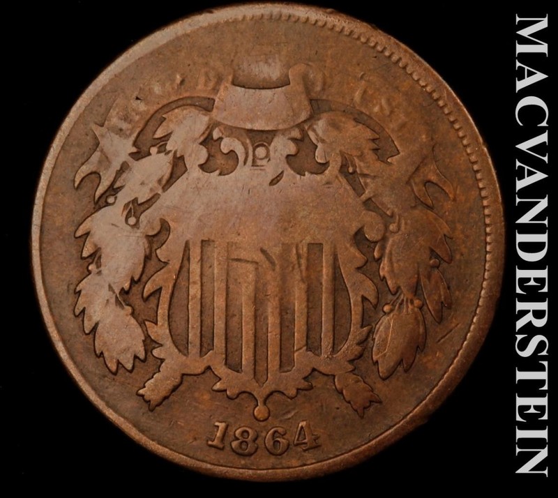 1864 Two Cent - Scarce  Better Date  No Reserve  #L6133