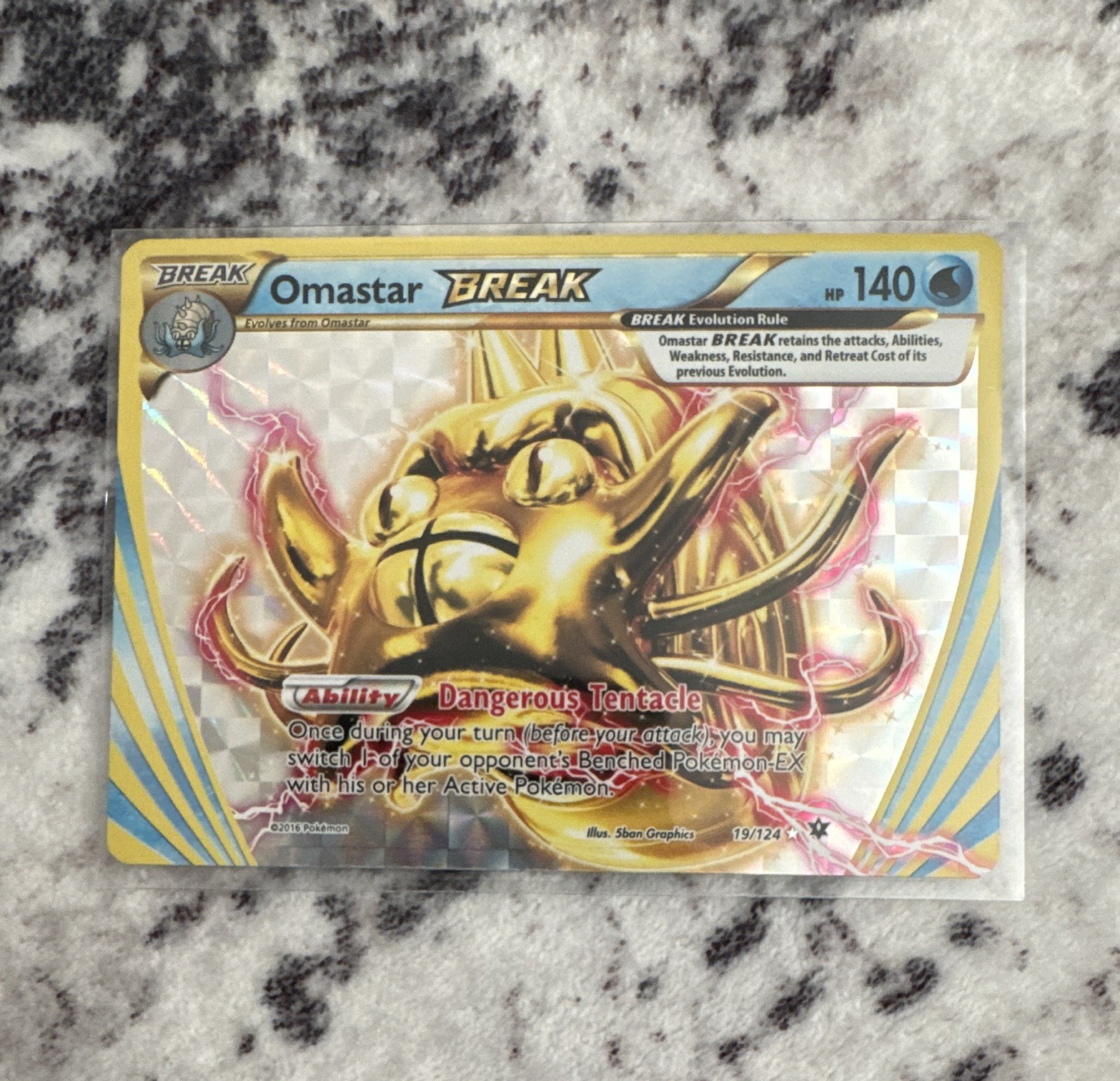 Pokémon TCG Omastar BREAK Rare Holo 19/124 Fates Collide EN 2016 HP 140