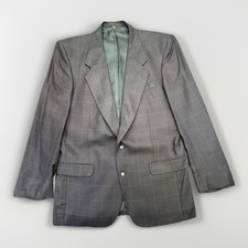 Bachrach Men s Silk Black Blazer 42L Herringbone Weave Windowpane Check Pattern