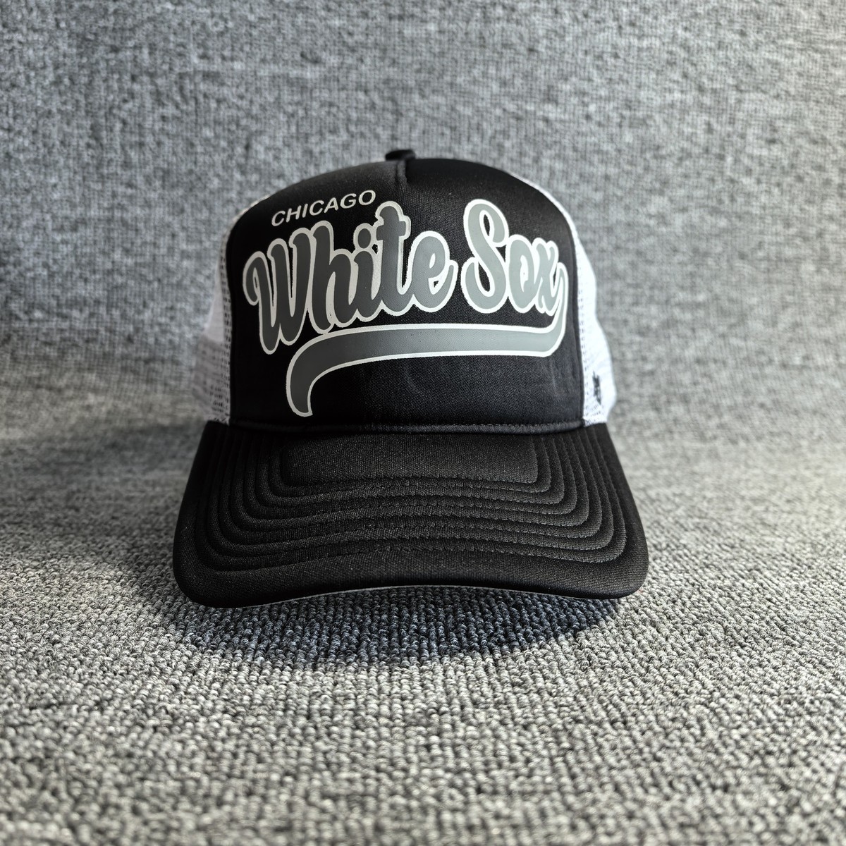 '47 Brand Chicago White Sox MLB Trucker Snapback Hat Black White Script Cap