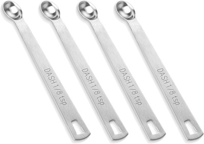 4 PCS 1/8 Teaspoon (1/8 Tsp | 0.625 Ml | 0.625 Cc) Single Measuring Spoon, Stain