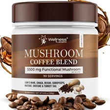 Mushroom Coffee 90 Servings | Lions Mane, Reishi, Chaga, Keto Instant Blend