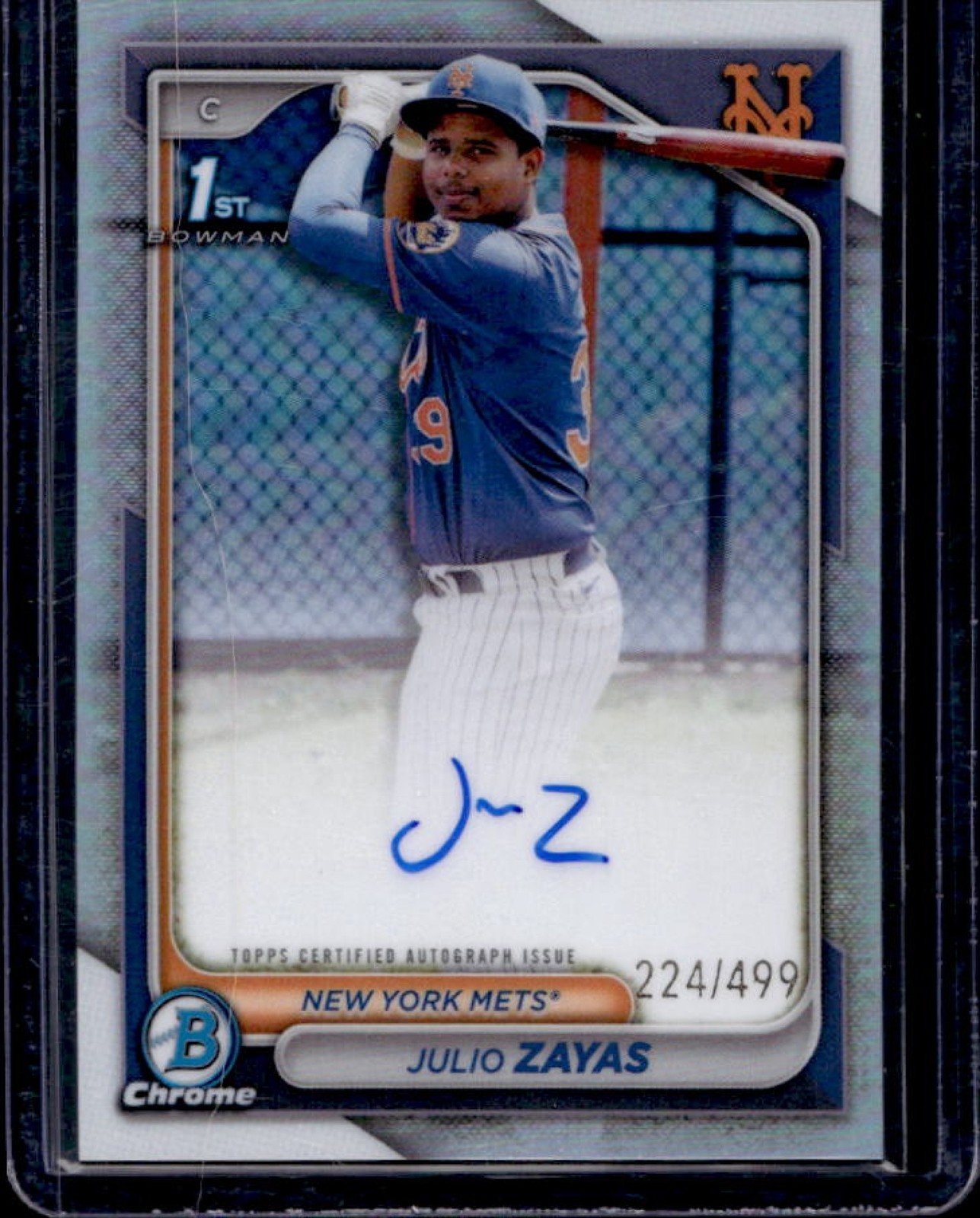 2024 Bowman Chrome Julio Zayas Auto Refractor 1st #224/499 Mets